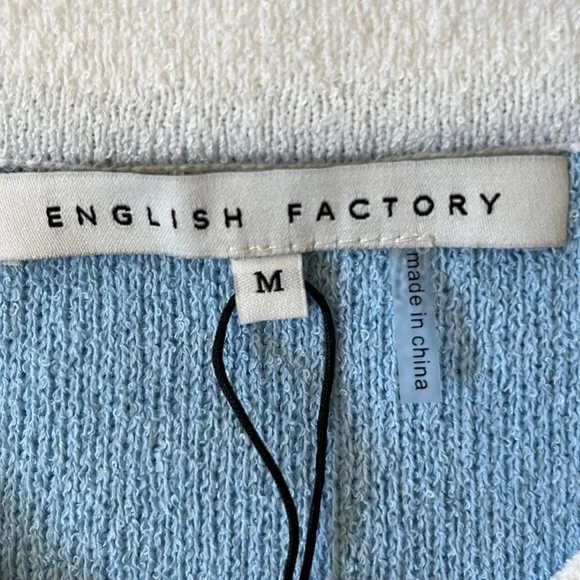 NEW ENGLISH FACTORY CONTRAST CARDIGAN IN POWDER BLUE/WHITE NWT MEDIUM - Picture 5 of 11